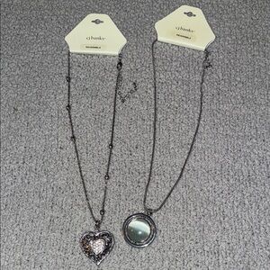 CJ Banks Silver Heart and Circle Pendant Necklace Set